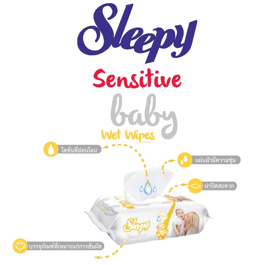 Sleepy Sensitive ทิชชู่เปียกขนาด 70 ชิ้น 30 แพ็ค (2,100 ชิ้น)