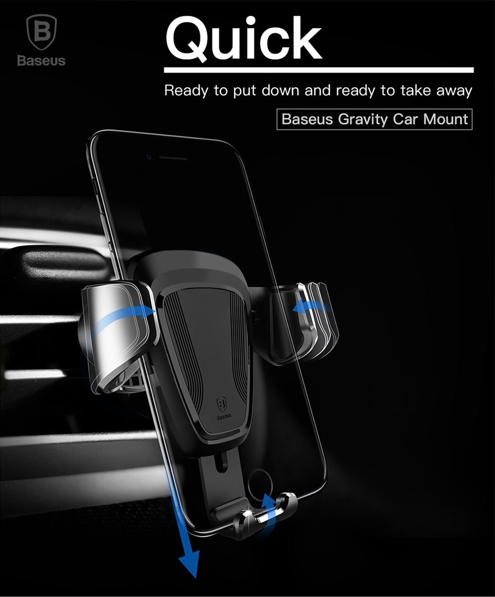 Baseus Gravity Air Vent Car Mount 360 Degree Rotation Phone Holder Cradle Baseus Gravity Air Vent Car Mount 360 Degree Rotation Phone Holder Cradle